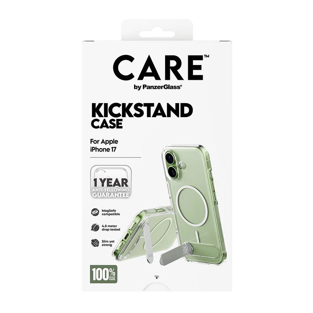 Custodia MagSafe per Apple iPhone 17, PanzerGlass, con Supporto Kickstand, Trasparente