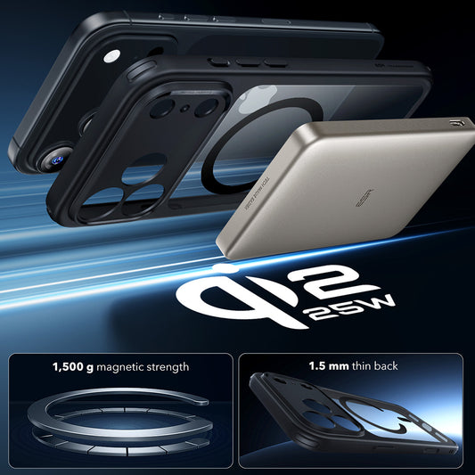 Custodia MagSafe per Apple iPhone 17 Pro, ESR, Classic Hybrid, Nera Trasparente