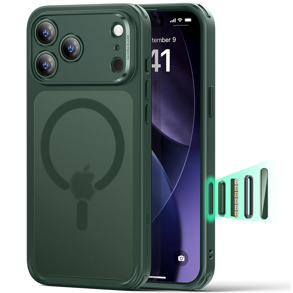 Custodia MagSafe per Apple iPhone 17 Pro, ESR, Classic Hybrid, Verde Satinato