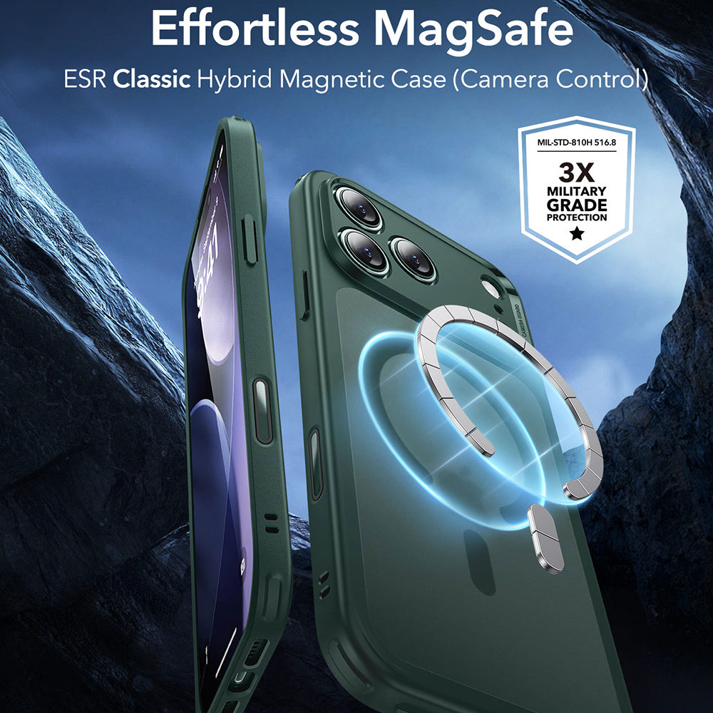 Custodia MagSafe per Apple iPhone 17 Pro, ESR, Classic Hybrid, Verde Satinato