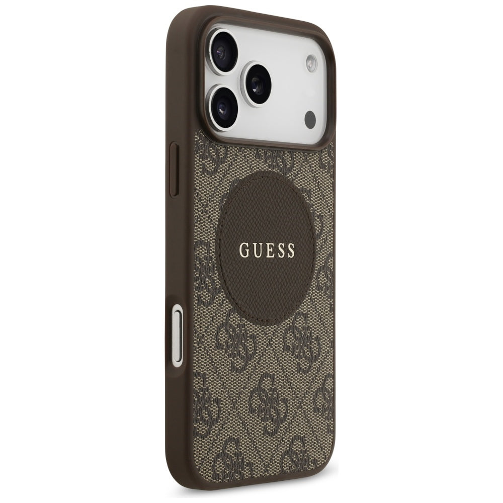 Custodia MagSafe per Apple iPhone 17 Pro, Guess, 4G Circle Classic Logo, Marrone