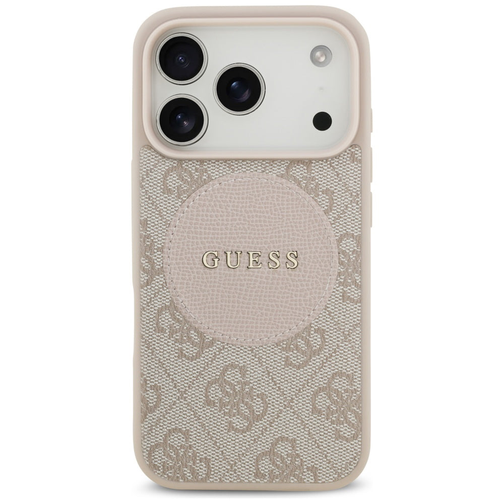 Custodia MagSafe per Apple iPhone 17 Pro, Guess, 4G Circle Classic Logo, Rosa