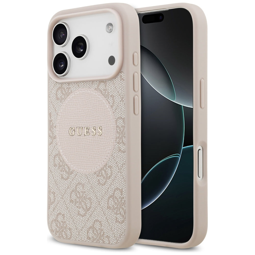 Custodia MagSafe per Apple iPhone 17 Pro, Guess, 4G Circle Classic Logo, Rosa