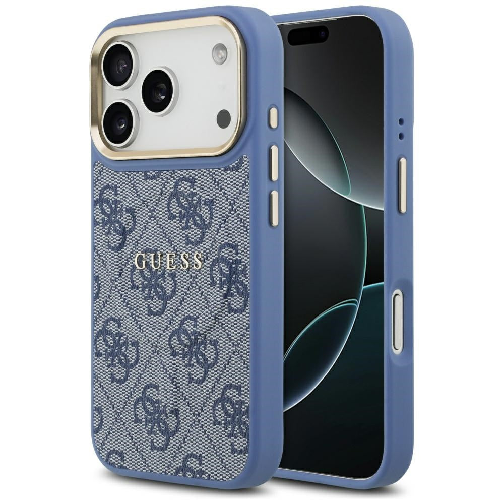 Custodia MagSafe per Apple iPhone 17 Pro, Guess, 4G Classic, Blu