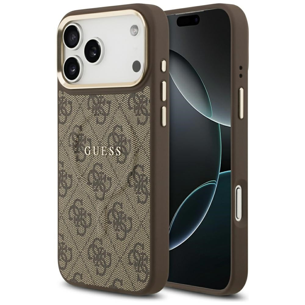 Custodia MagSafe per Apple iPhone 17 Pro, Guess, 4G Classic, Marrone
