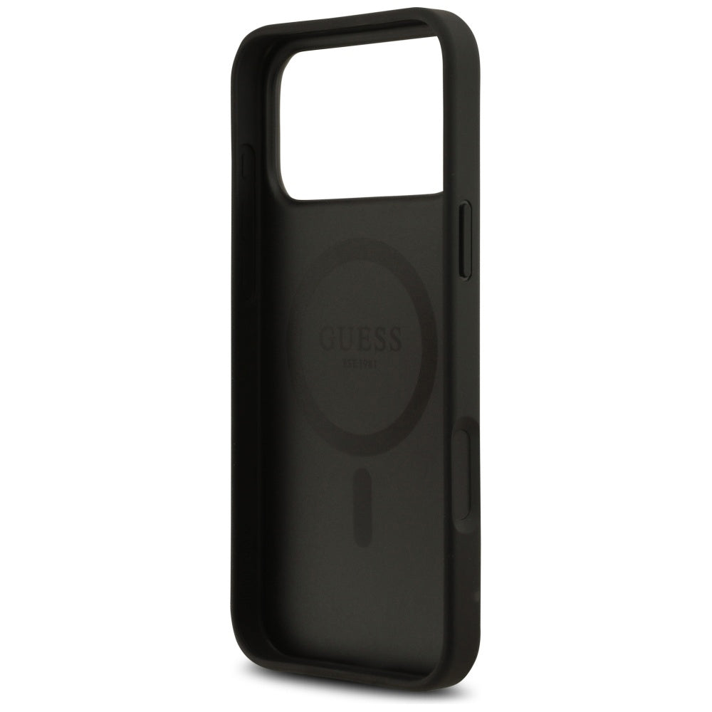 Custodia MagSafe per Apple iPhone 17 Pro, Guess, 4G Flowers Print, Nera
