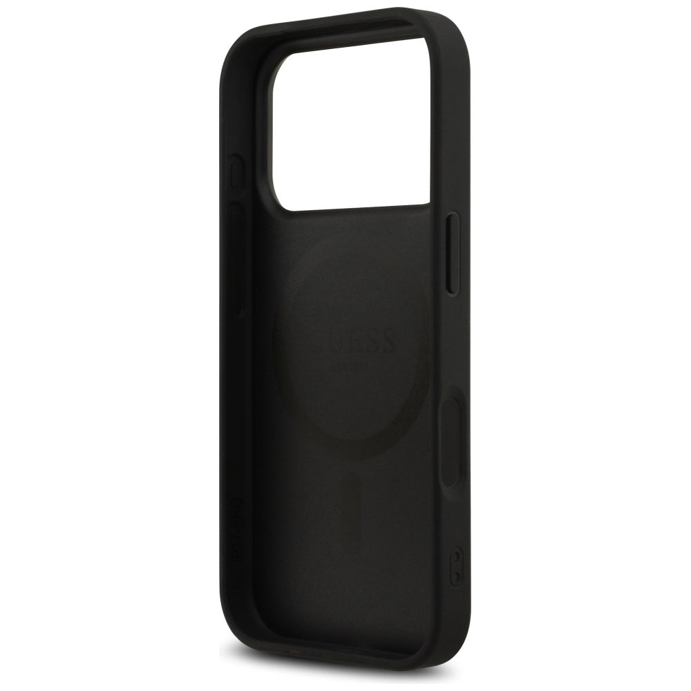 Custodia MagSafe per Apple iPhone 17 Pro, Guess, 4G Printed Stripes, Nera