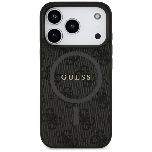 Custodia MagSafe per Apple iPhone 17 Pro, Guess, 4G Ring Classic Logo, Nera