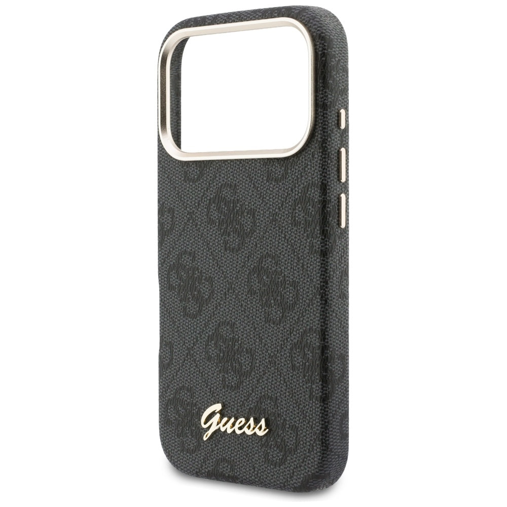 Custodia MagSafe per Apple iPhone 17 Pro, Guess, 4G Script Logo, Nera