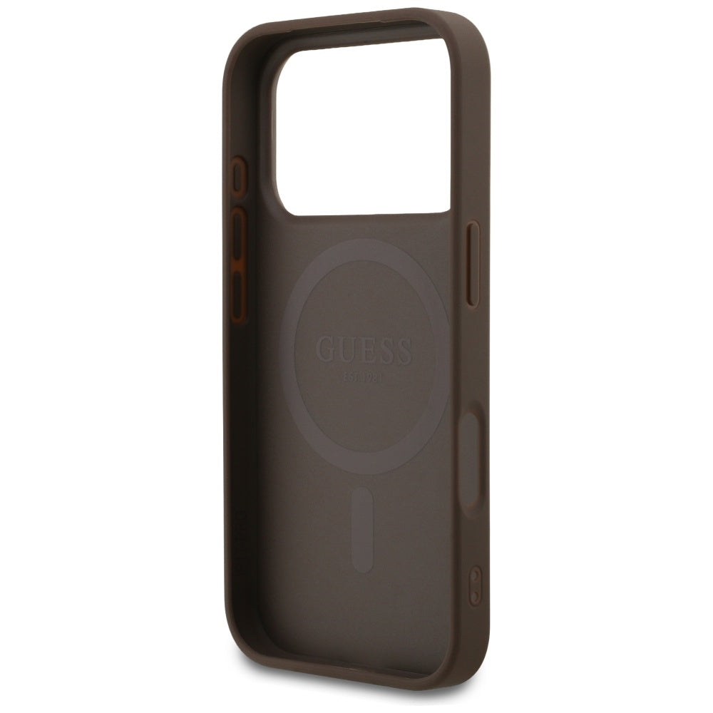 Custodia MagSafe per Apple iPhone 17 Pro, Guess, 4G Small and Classic Logo, Marrone