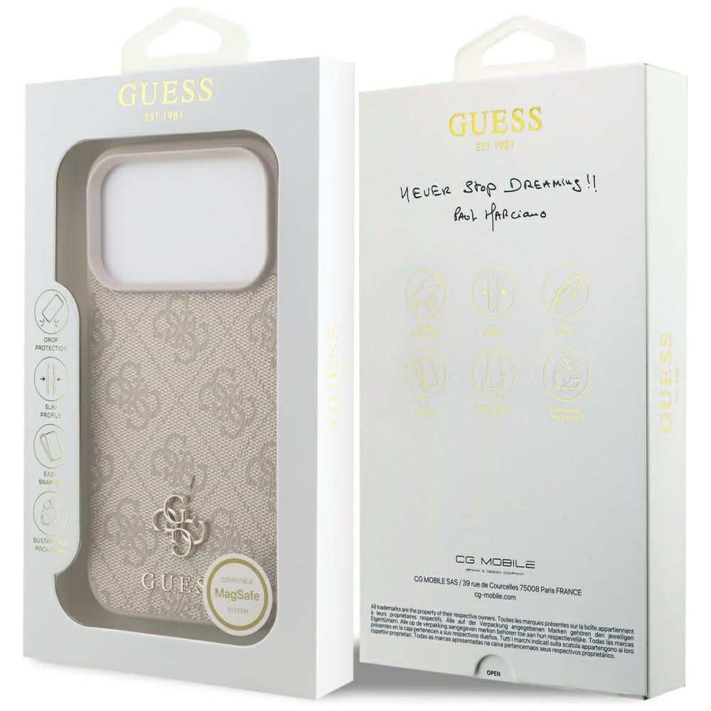 Custodia MagSafe per Apple iPhone 17 Pro, Guess, 4G Small and Classic Logo, Rosa