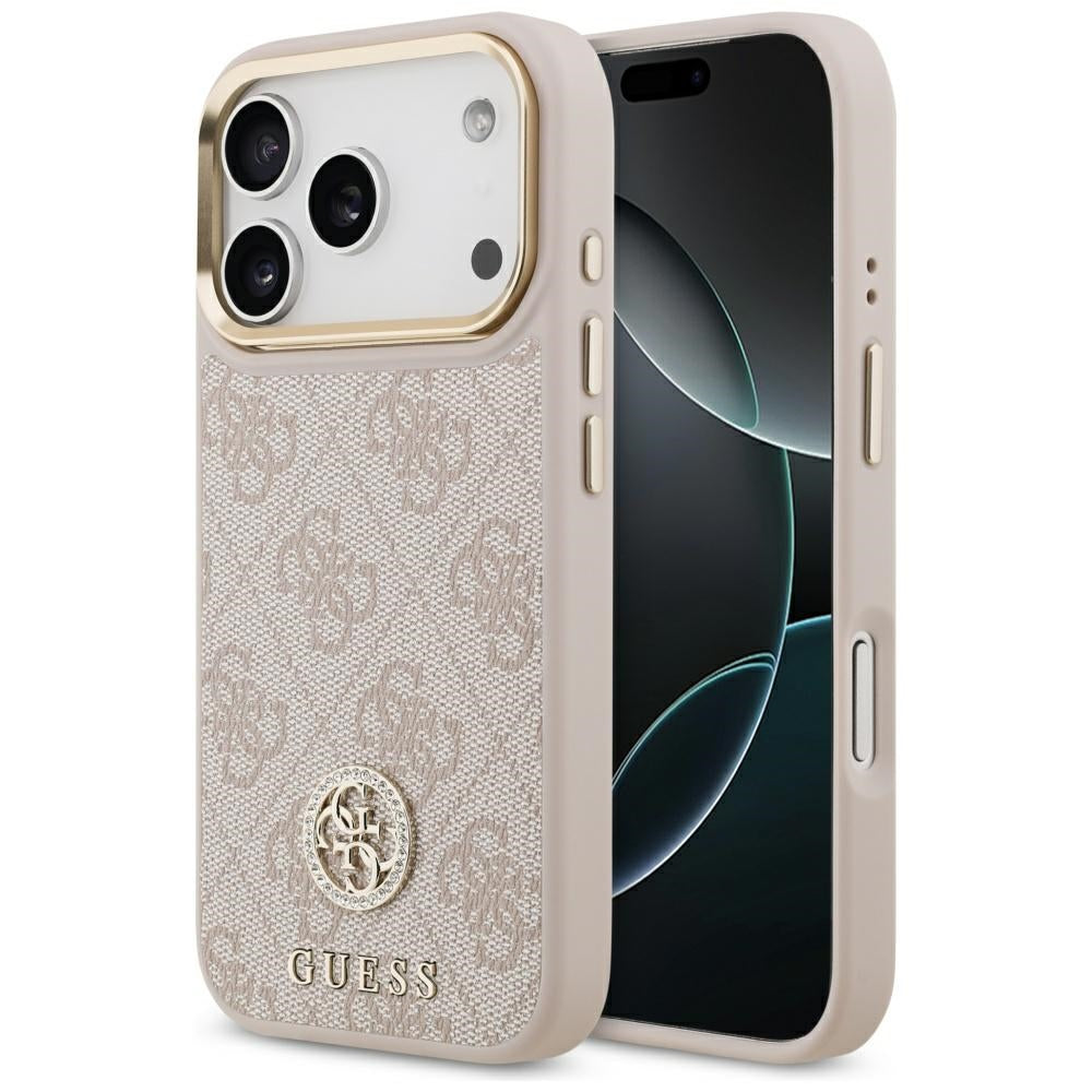 Custodia MagSafe per Apple iPhone 17 Pro, Guess, Logo Strass 4G, Rosa