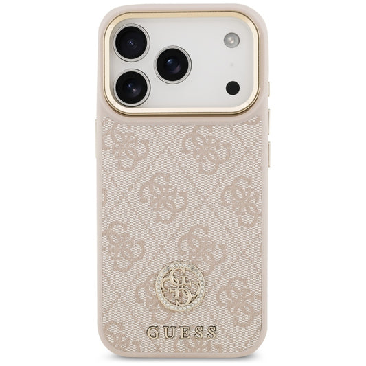 Custodia MagSafe per Apple iPhone 17 Pro, Guess, Logo Strass 4G, Rosa