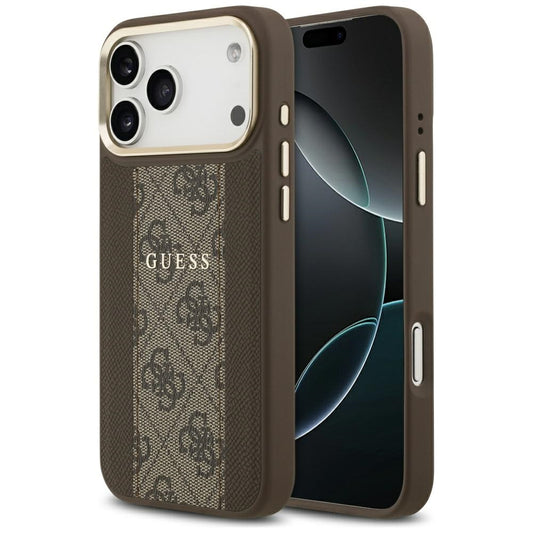 Custodia MagSafe per Apple iPhone 17 Pro, Guess, 4G Stripe, Marrone
