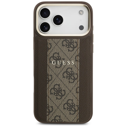 Custodia MagSafe per Apple iPhone 17 Pro, Guess, 4G Stripe, Marrone