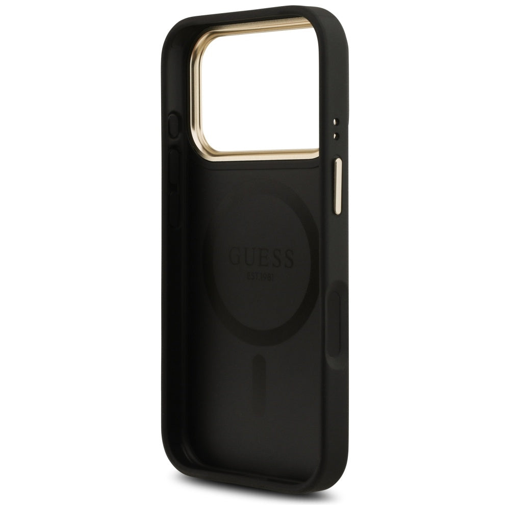 Custodia MagSafe per Apple iPhone 17 Pro, Guess, 4G Stripe, Nera