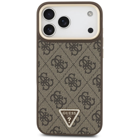 Custodia MagSafe per Apple iPhone 17 Pro, Guess, Logo Triangolo 4G, Marrone Dorato
