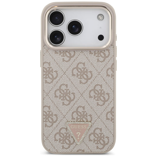 Custodia MagSafe per Apple iPhone 17 Pro, Guess, Logo Triangolo 4G, Rosa Dorato