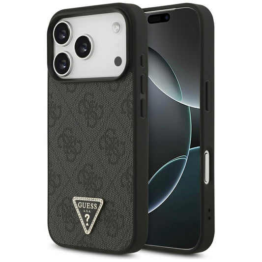 Custodia MagSafe per Apple iPhone 17 Pro, Guess, 4G Triangle Strass, Nera