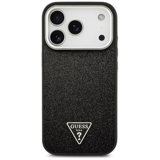 Custodia MagSafe per Apple iPhone 17 Pro, Guess, Glitter Triangle Logo, Nera