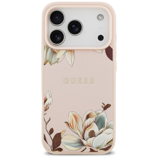 Custodia MagSafe per Apple iPhone 17 Pro, Guess, Grained Flowers, Rosa