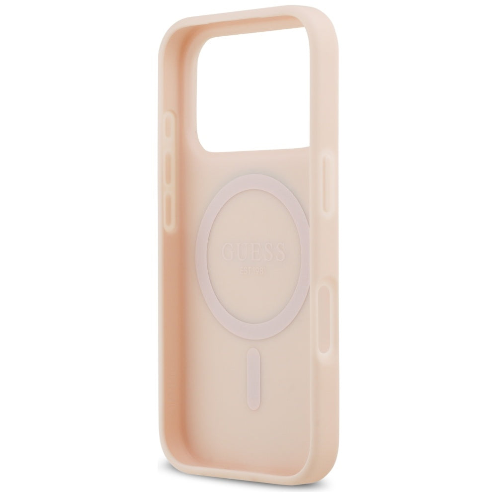 Custodia MagSafe per Apple iPhone 17 Pro, Guess, Grained Flowers, Rosa