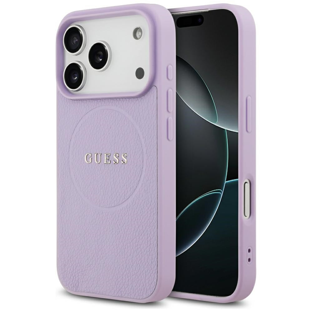 Custodia MagSafe per Apple iPhone 17 Pro, Guess, Grained Gold Ring, Rosa