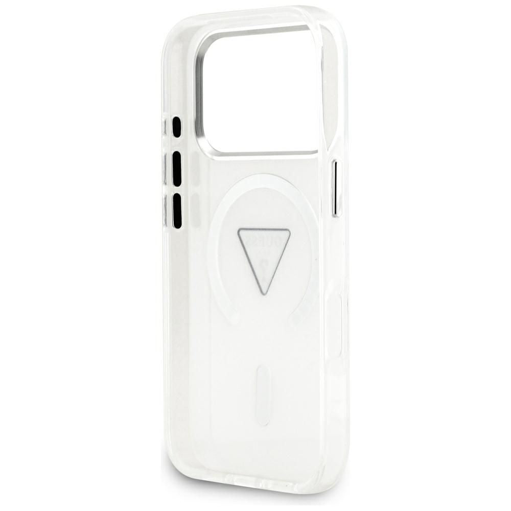 Custodia MagSafe per Apple iPhone 17 Pro, Guess, Logo Triangolo Gradiente IML, Trasparente