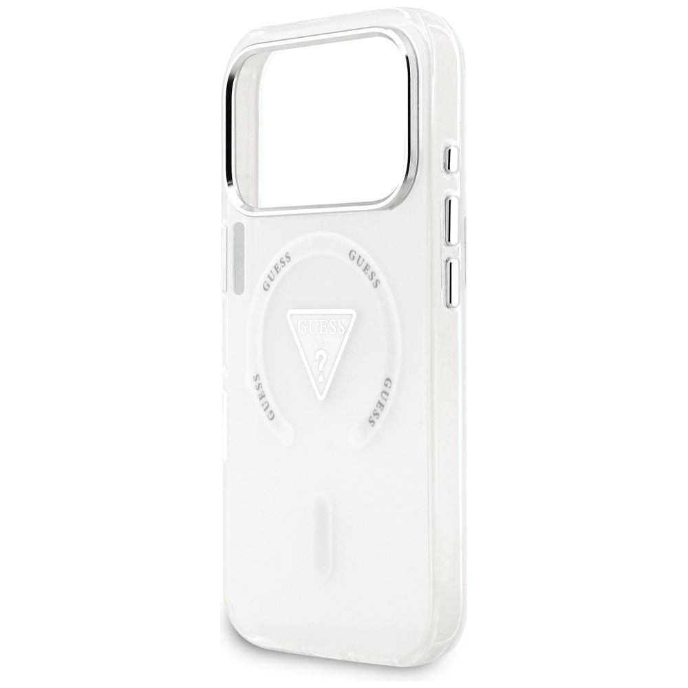 Custodia MagSafe per Apple iPhone 17 Pro, Guess, Logo Triangolo Gradiente IML, Trasparente