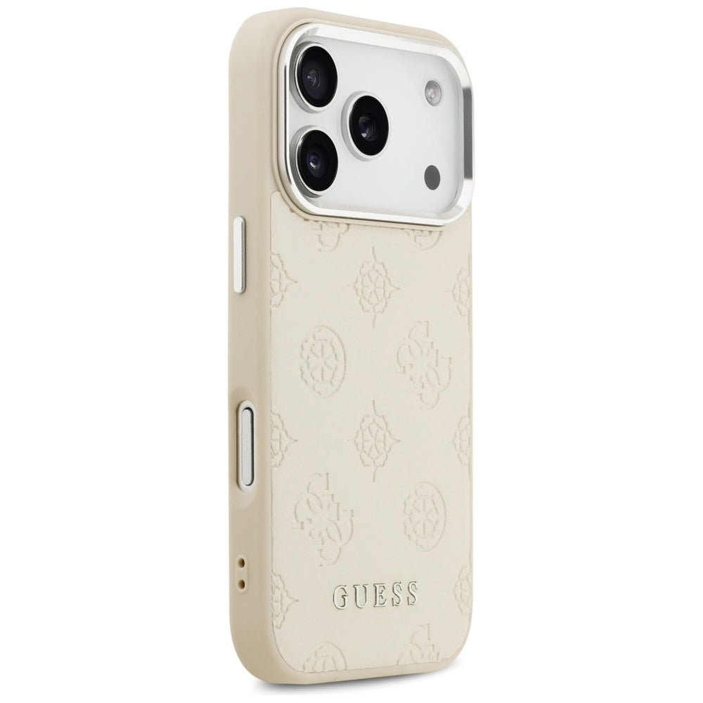 Custodia MagSafe per Apple iPhone 17 Pro, Guess, Peony Hot Stamp Script, Beige