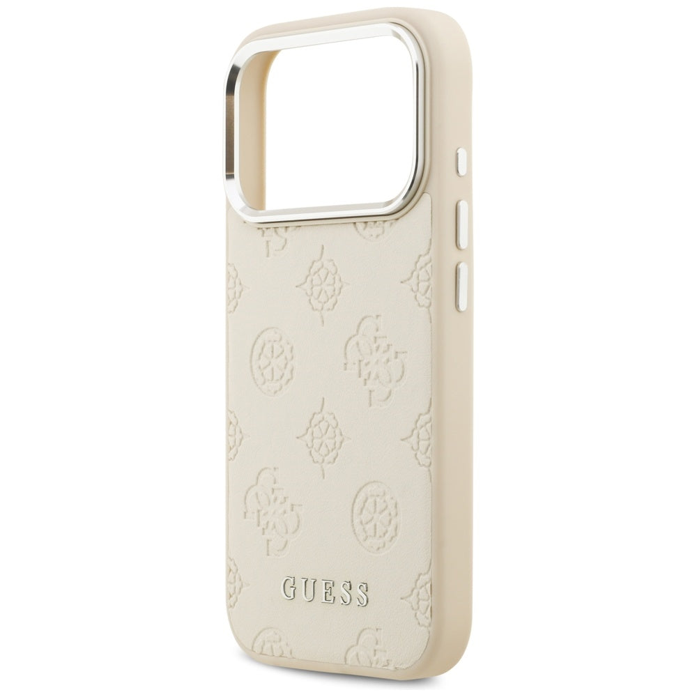 Custodia MagSafe per Apple iPhone 17 Pro, Guess, Peony Hot Stamp Script, Beige