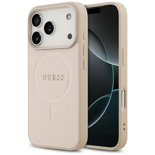 Custodia MagSafe per Apple iPhone 17 Pro, Guess, Saffiano Classic Logo, Rosa
