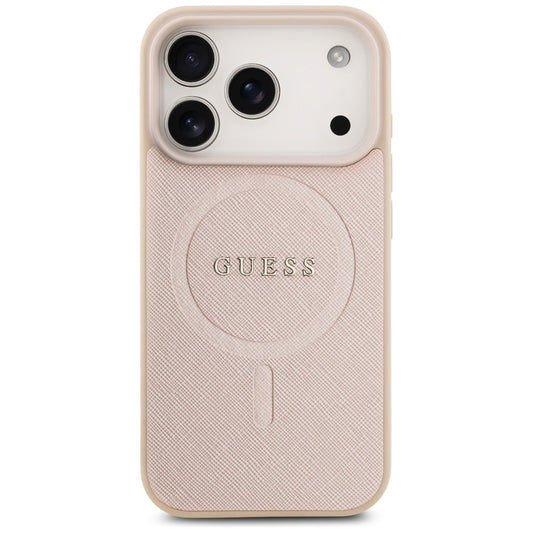 Custodia MagSafe per Apple iPhone 17 Pro, Guess, Saffiano Classic Logo, Rosa