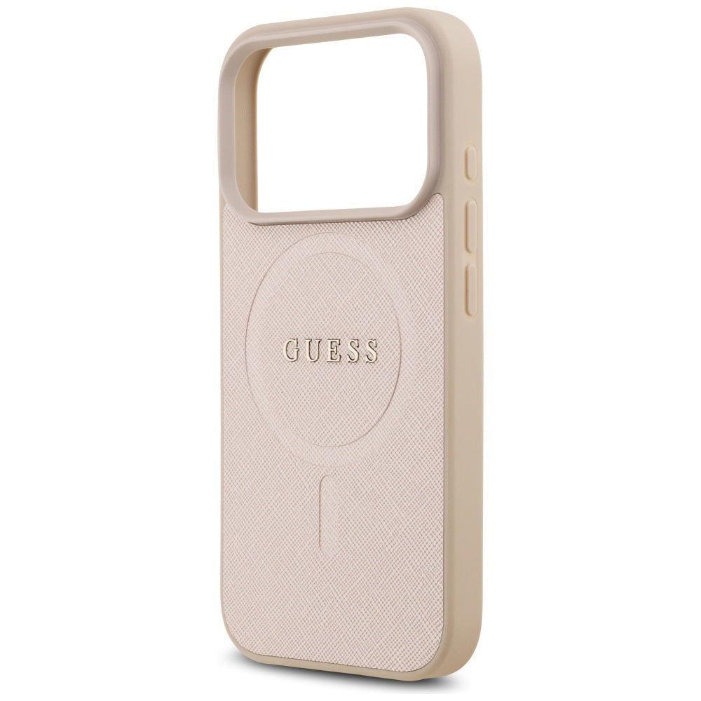 Custodia MagSafe per Apple iPhone 17 Pro, Guess, Saffiano Classic Logo, Rosa