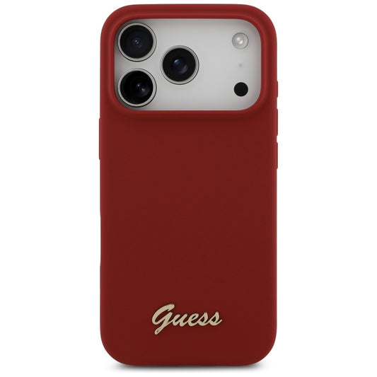 Custodia MagSafe per Apple iPhone 17 Pro, Guess, Script Metal Logo, Rossa
