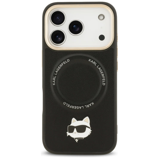 Custodia MagSafe per Apple iPhone 17 Pro, Karl Lagerfeld, Big Strap Choupette Metal Logo, Nera