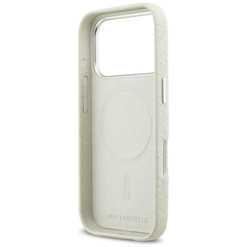 Custodia MagSafe per Apple iPhone 17 Pro, Karl Lagerfeld, FW Stamped Karl, Beige