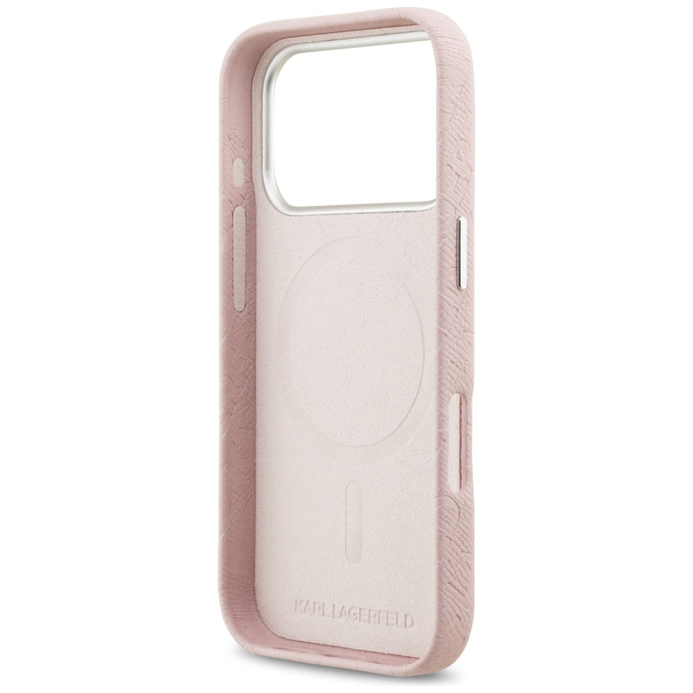 Custodia MagSafe per Apple iPhone 17 Pro, Karl Lagerfeld, FW Stamped Karl, Rosa