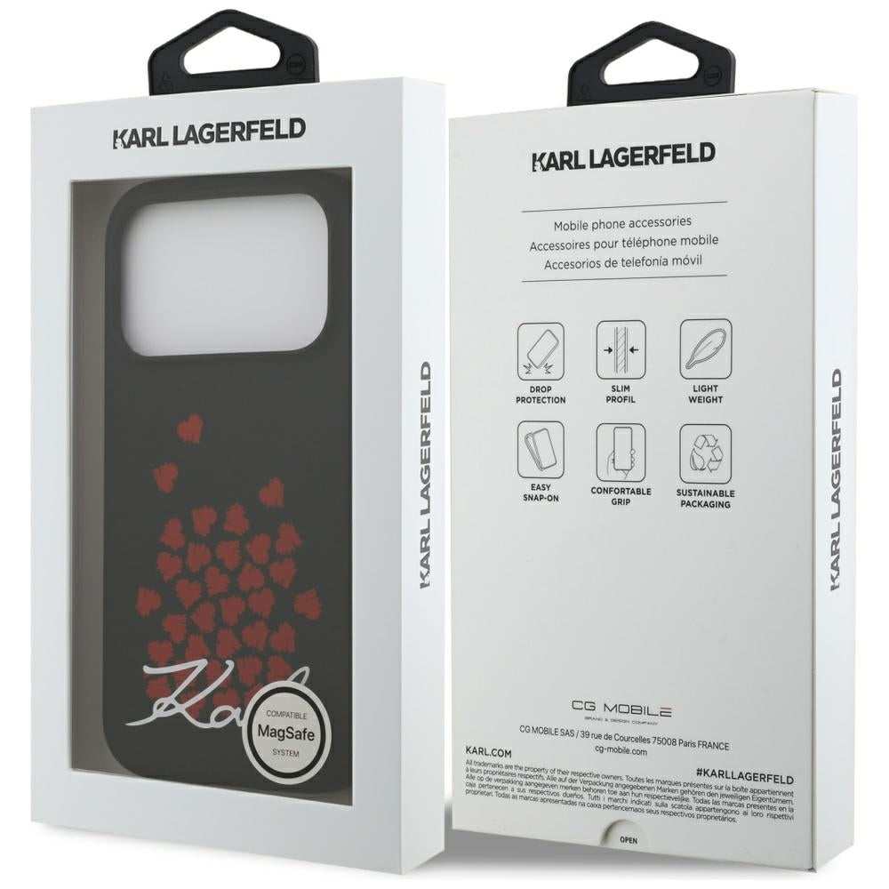 Custodia MagSafe per Apple iPhone 17 Pro, Karl Lagerfeld, logo Heart Sign, Nera