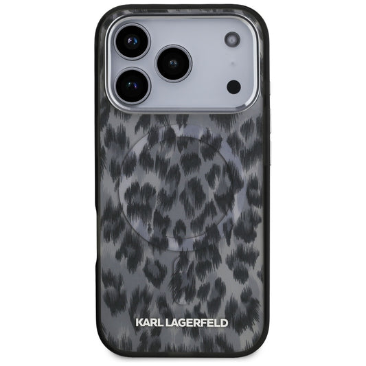 Custodia MagSafe per Apple iPhone 17 Pro, Karl Lagerfeld, IML Leopard Pattern, Nera