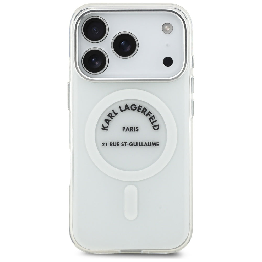 Custodia MagSafe per Apple iPhone 17 Pro, Karl Lagerfeld, IML Logo RSG, Trasparente