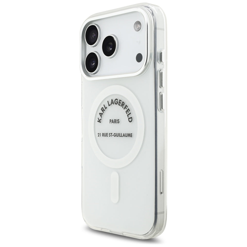 Custodia MagSafe per Apple iPhone 17 Pro, Karl Lagerfeld, IML Logo RSG, Trasparente