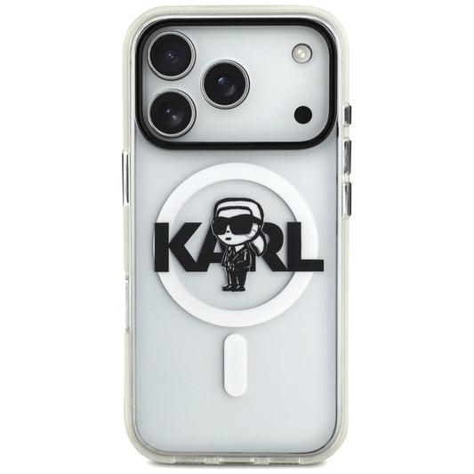 Custodia MagSafe per Apple iPhone 17 Pro, Karl Lagerfeld, IML Sketch Logo Karl, Trasparente