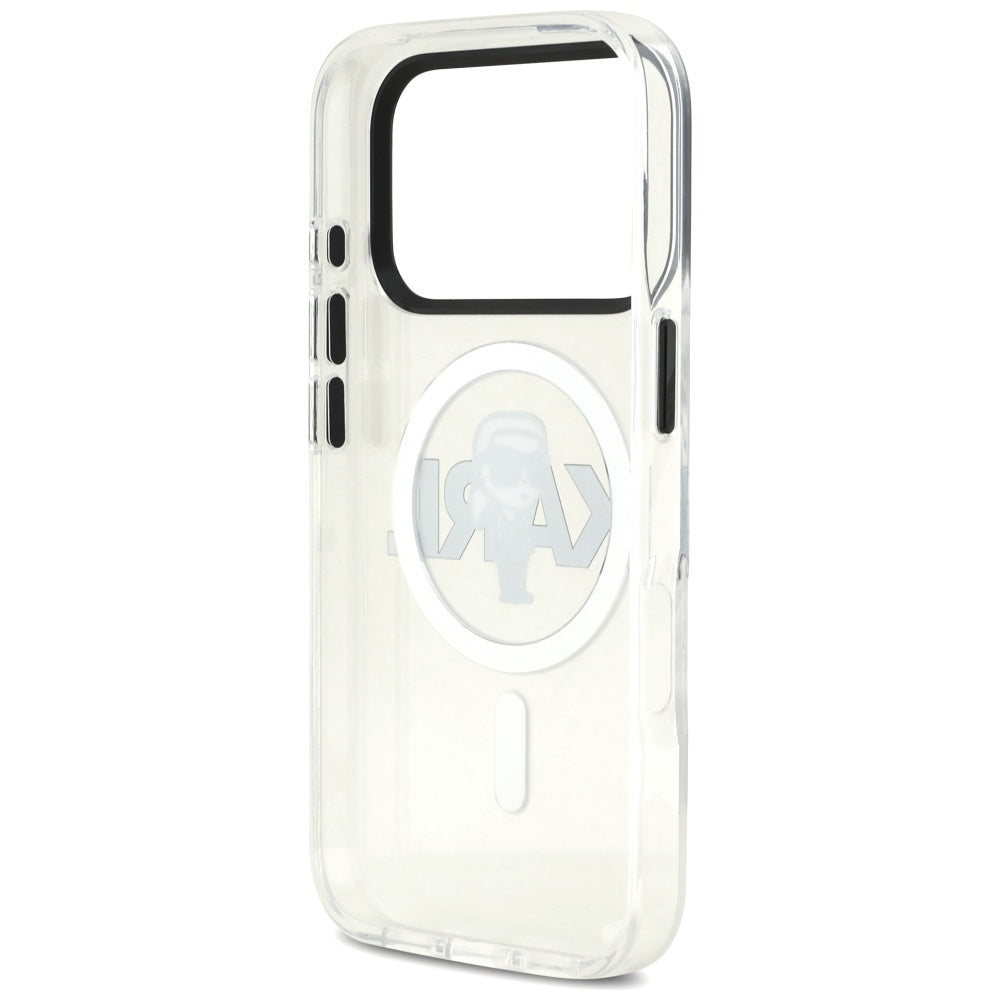 Custodia MagSafe per Apple iPhone 17 Pro, Karl Lagerfeld, IML Sketch Logo Karl, Trasparente