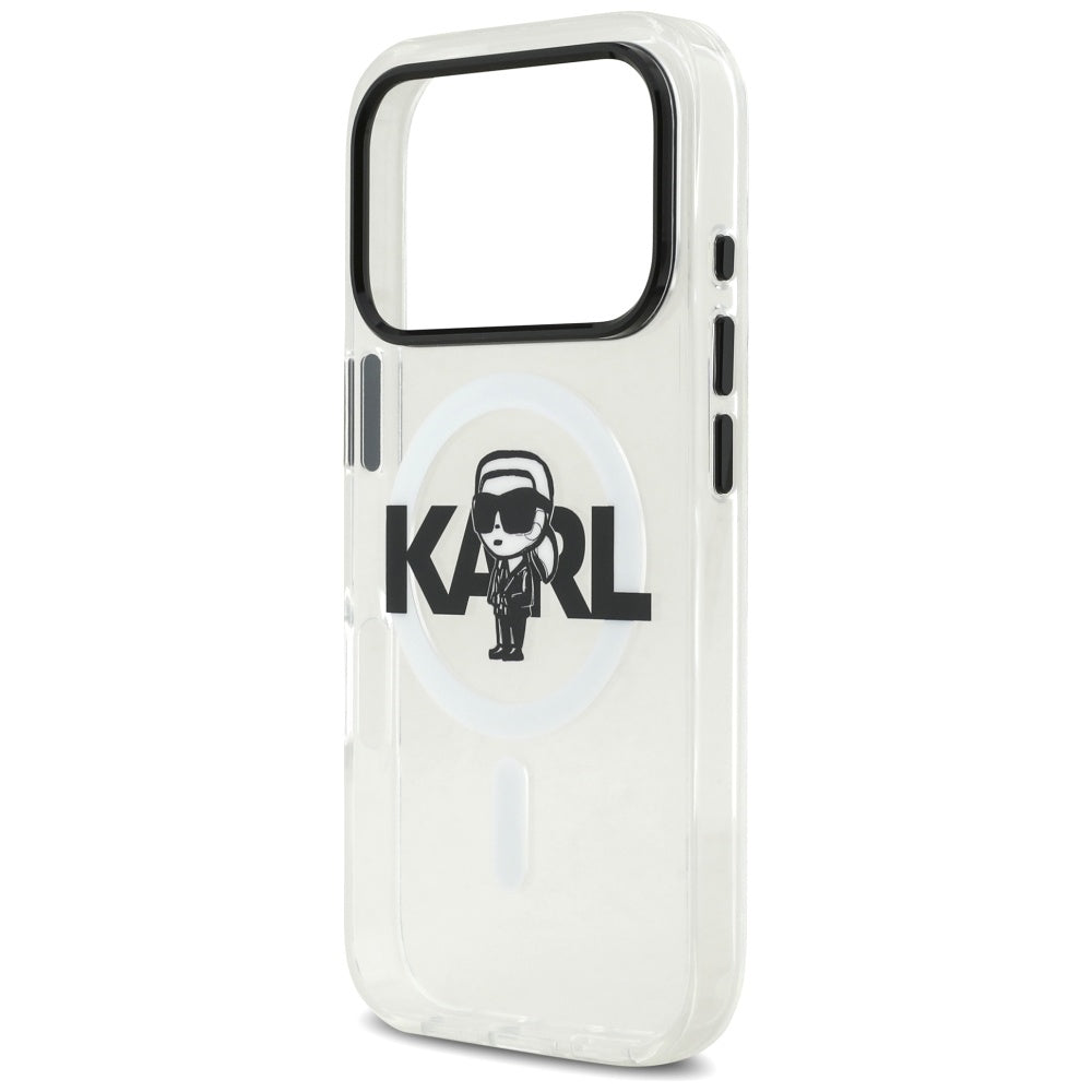 Custodia MagSafe per Apple iPhone 17 Pro, Karl Lagerfeld, IML Sketch Logo Karl, Trasparente