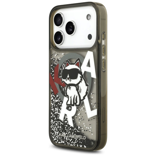 Custodia MagSafe per Apple iPhone 17 Pro, Karl Lagerfeld, Liquid Glitter Choupette Logo, Nera