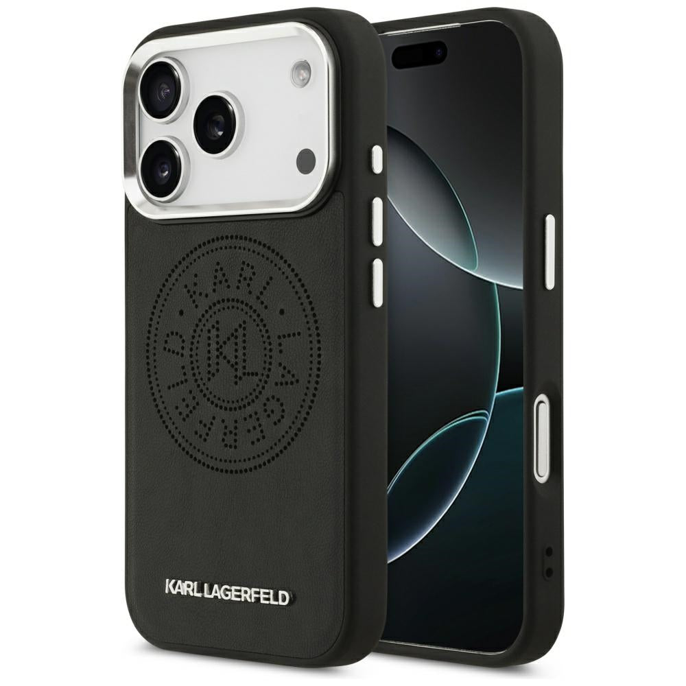 Custodia MagSafe per Apple iPhone 17 Pro, Karl Lagerfeld, Point & Metal Logo, Nera