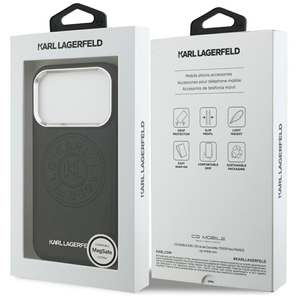 Custodia MagSafe per Apple iPhone 17 Pro, Karl Lagerfeld, Point & Metal Logo, Nera