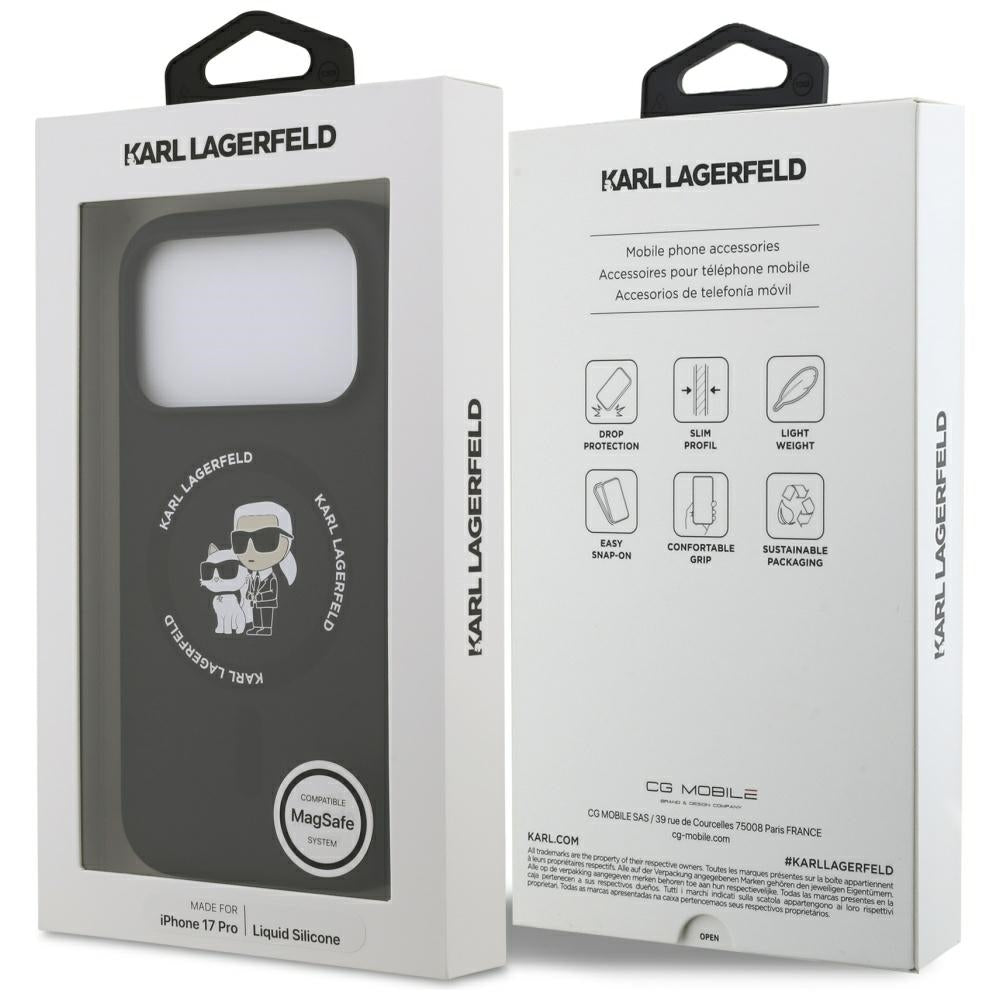 Custodia MagSafe per Apple iPhone 17 Pro, Karl Lagerfeld, Ring Karl & Choupette, Nera