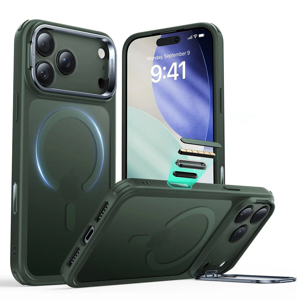 Custodia MagSafe per Apple iPhone 17 Pro Max, ESR, Classic Hybrid Kickstand, Verde Satinato